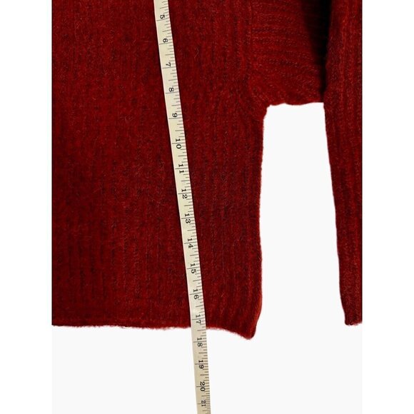 Thakoon‎ Turtleneck Sweater Burgundy Size Small Alpaca Blend Cropped Ribbed - Picture 6 of 11